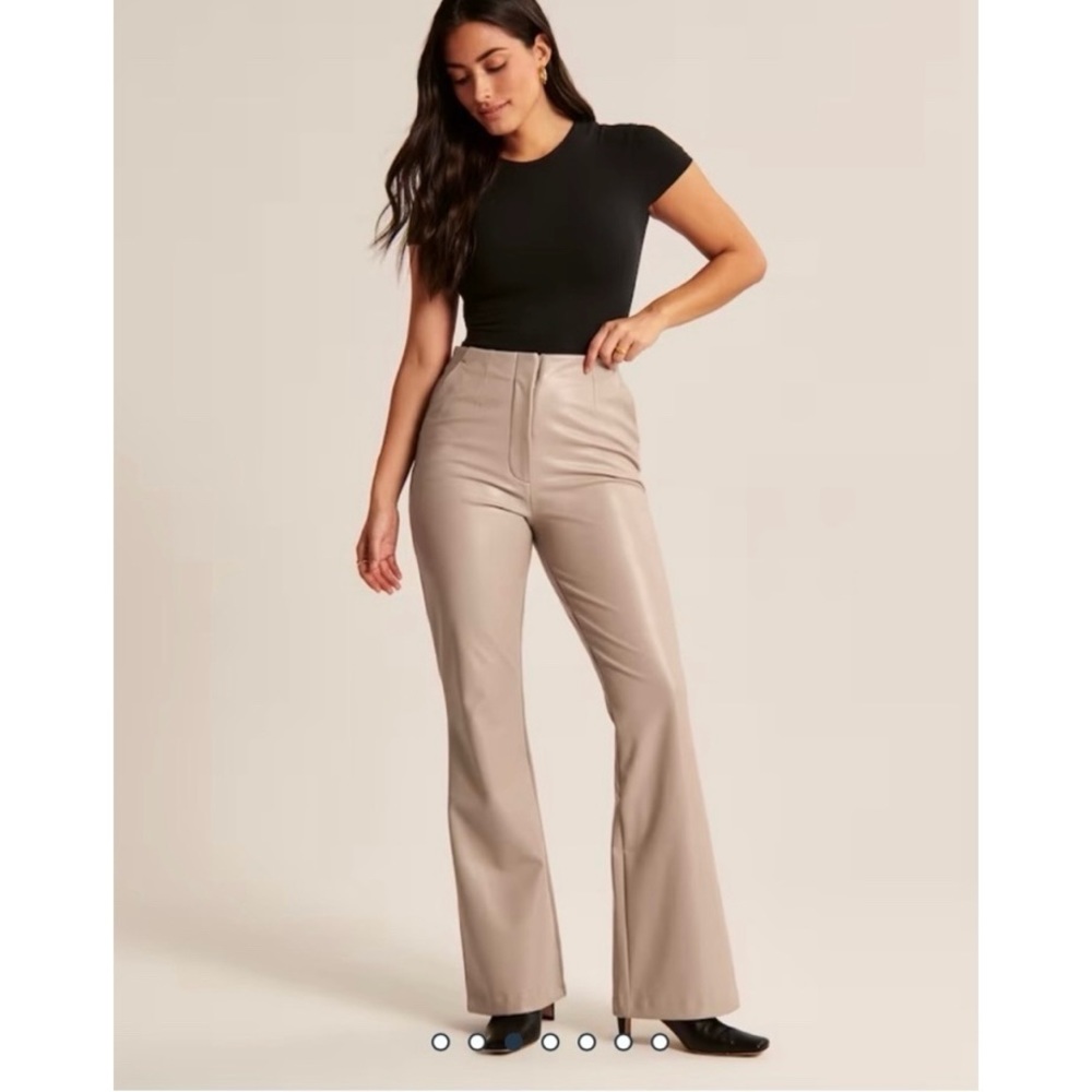 NEW Abercrombie & Fitch Curve Love Vegan Leather Slim Flare Pants